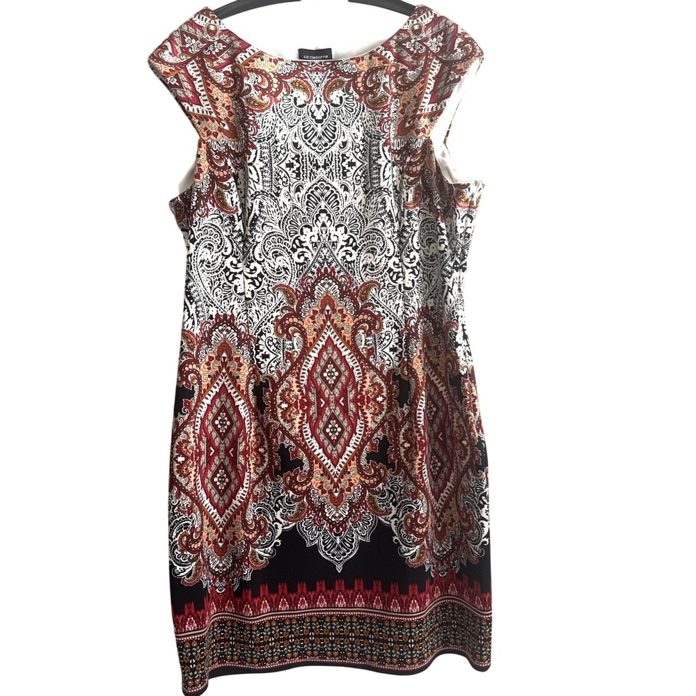 Liz Claiborne Paisley Medallion Sheath Dress Sz 18 Professional Career Classic
